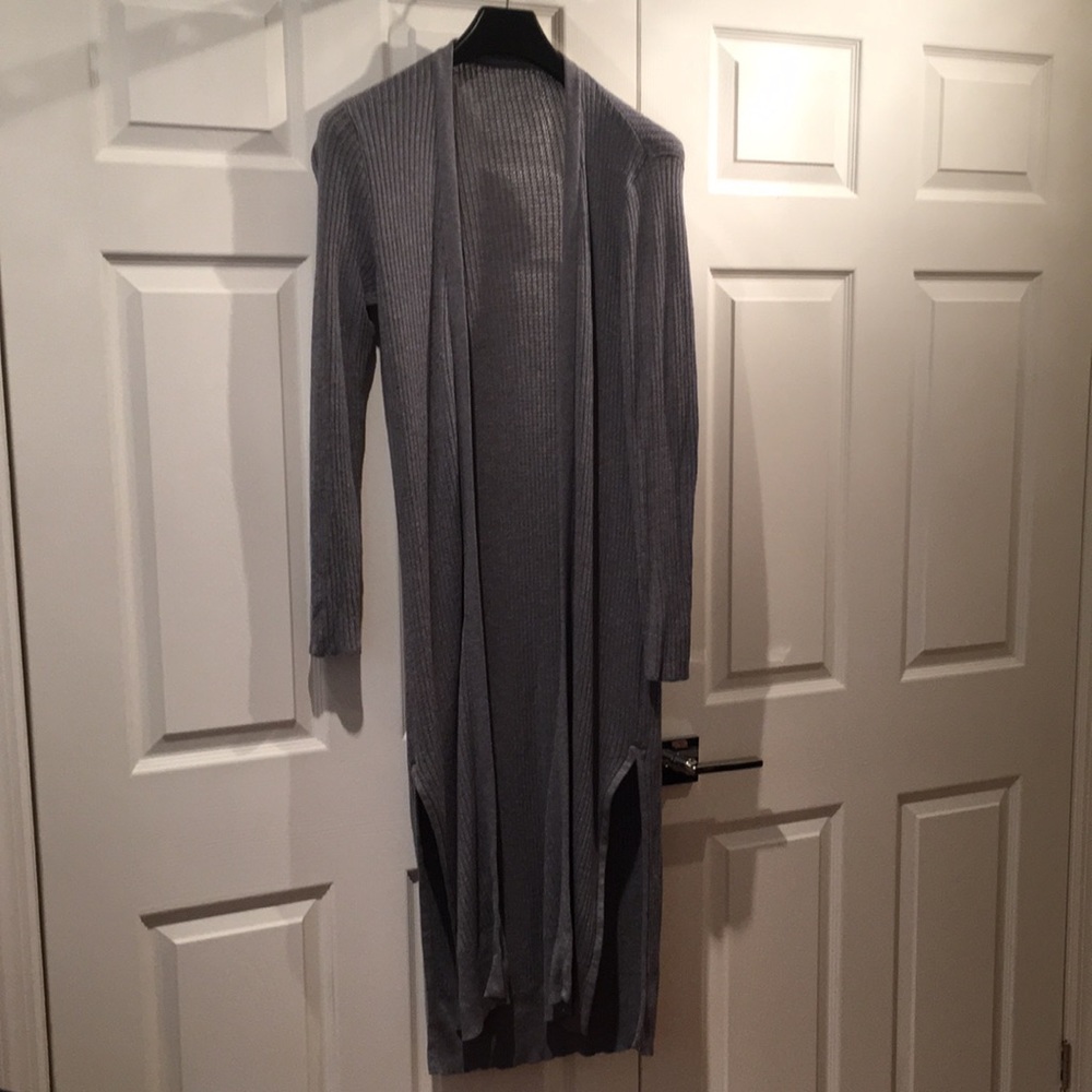 Athleta gray extra long fuzzy sweater